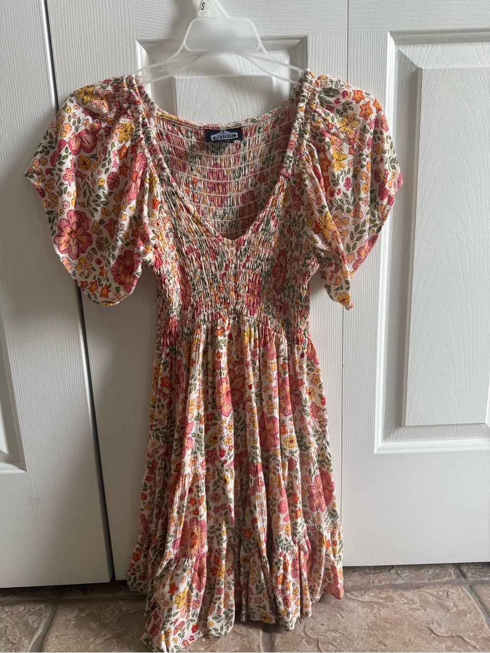 Angie pink floral XS mini dress